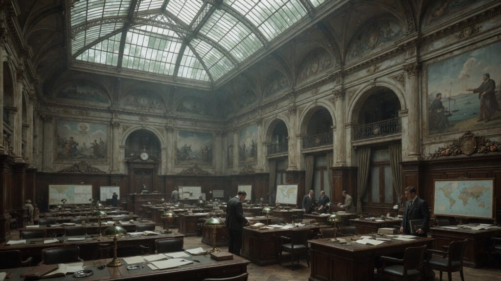 Historic insurance-market hall with skylight