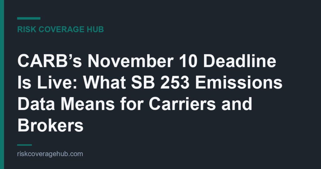 CARB’s November 10 Deadline Is Live: What SB 253 Emissions Data Means for Carriers and Brokers