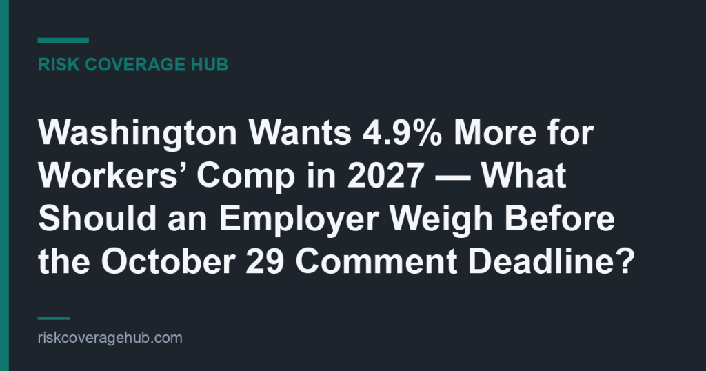 Washington Wants 4.9% More for Workers’ Comp in 2027 — What Should an Employer Weigh Before the October 29 Comment Deadline?